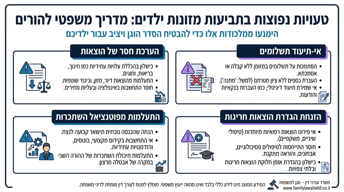 טעויות נפוצות בתביעות מזונות שחשוב להימנע מהן