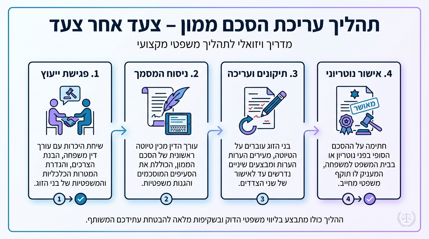 תהליך עריכת הסכם ממון שלב אחר שלב