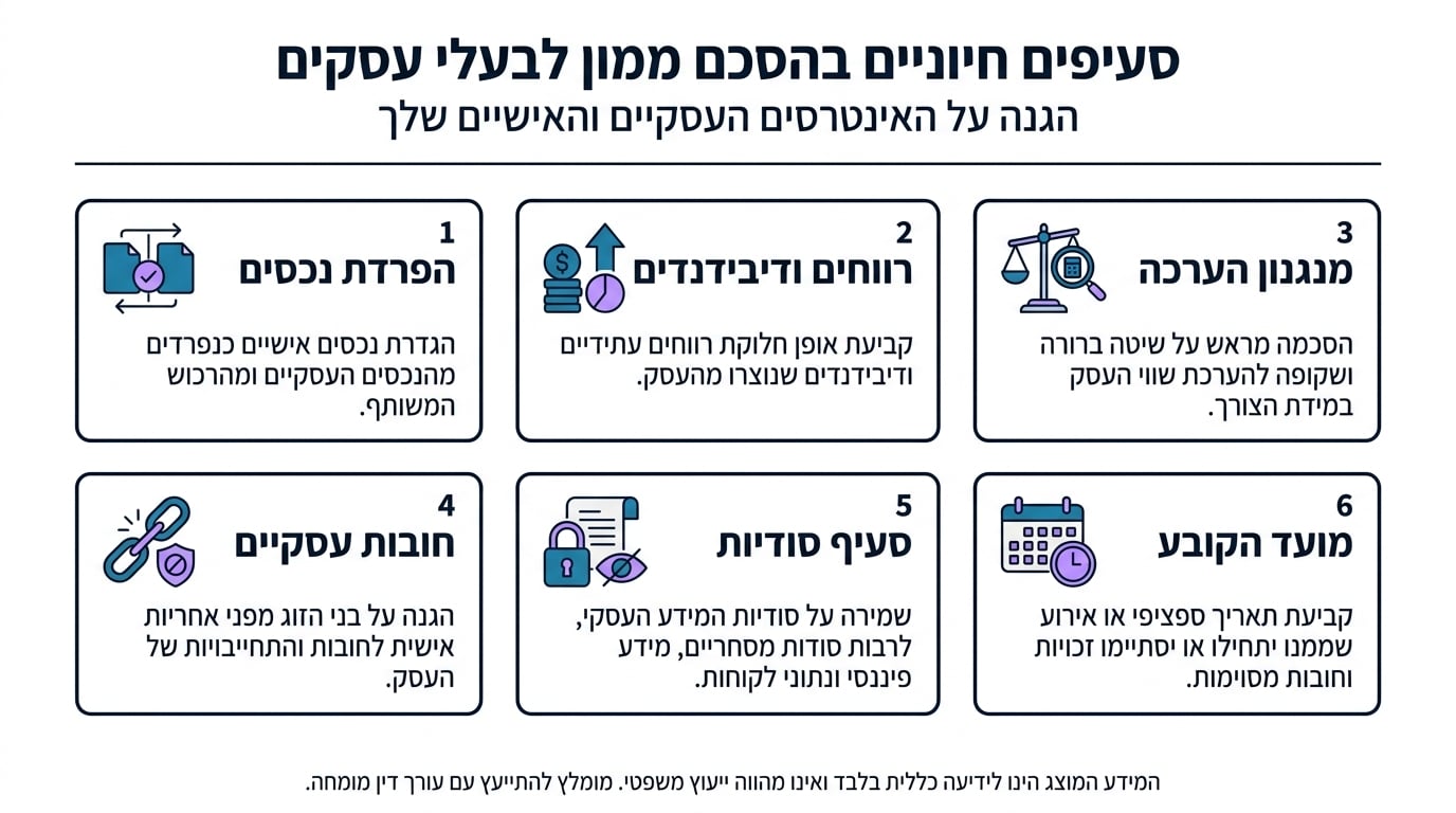 אילו סעיפים חיוניים צריך לכלול בהסכם ממון לבעל עסק?